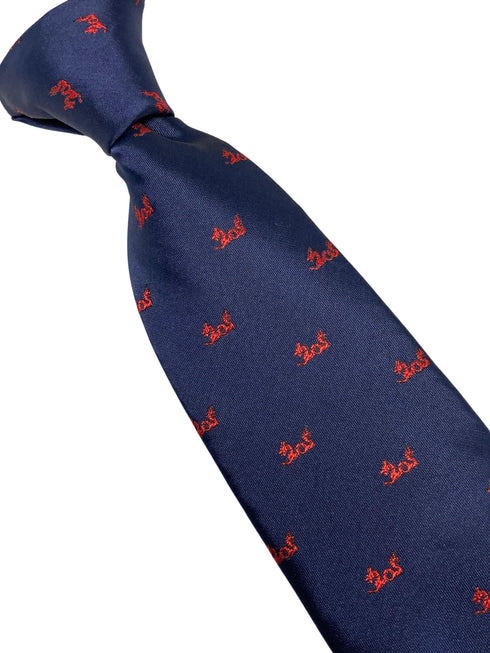 navy mens tie with chinese red dragon national symbol